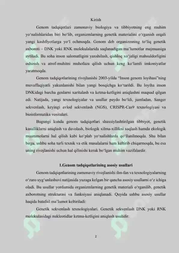 GENOM TADQIQOTLARINING ZAMONAVIY USULLARI 2