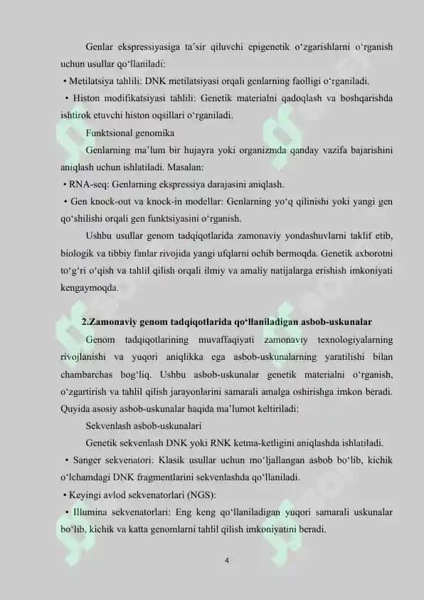 GENOM TADQIQOTLARINING ZAMONAVIY USULLARI 4