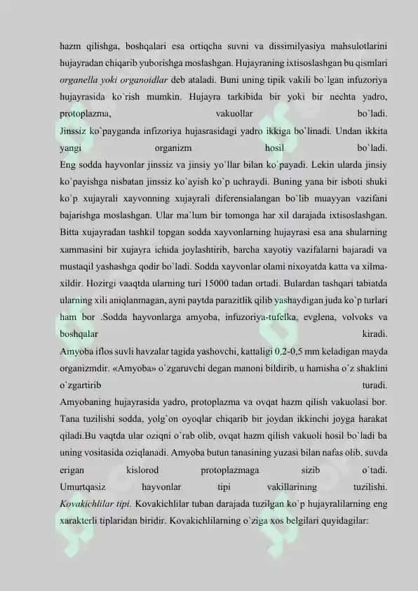Hayvonot olamining yashash tarzi, ko‘payshi va tarqalishi va turlari haqidagi bilimlarni o‘zlashtirish va tahlil qilish 3