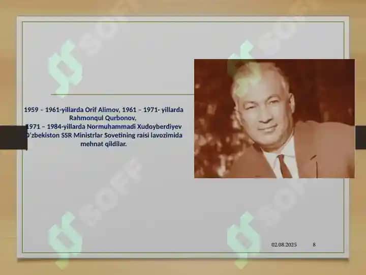 O‘zbekistonning siyosiy hayotidagi o‘zgarishlar hamda sovetlarning partiya organlariga qaramligi 8