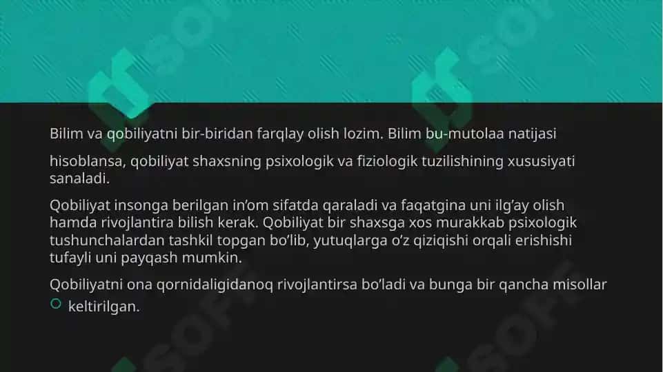 Psixologik Qobiliyat rivojlanishiga Taʼsir qiluvchi omillar 2