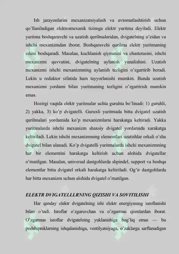 Elektr yuritma va boshqarish apparaturasi Elektr dvigatelllrning qizishi va sovitilishi 2