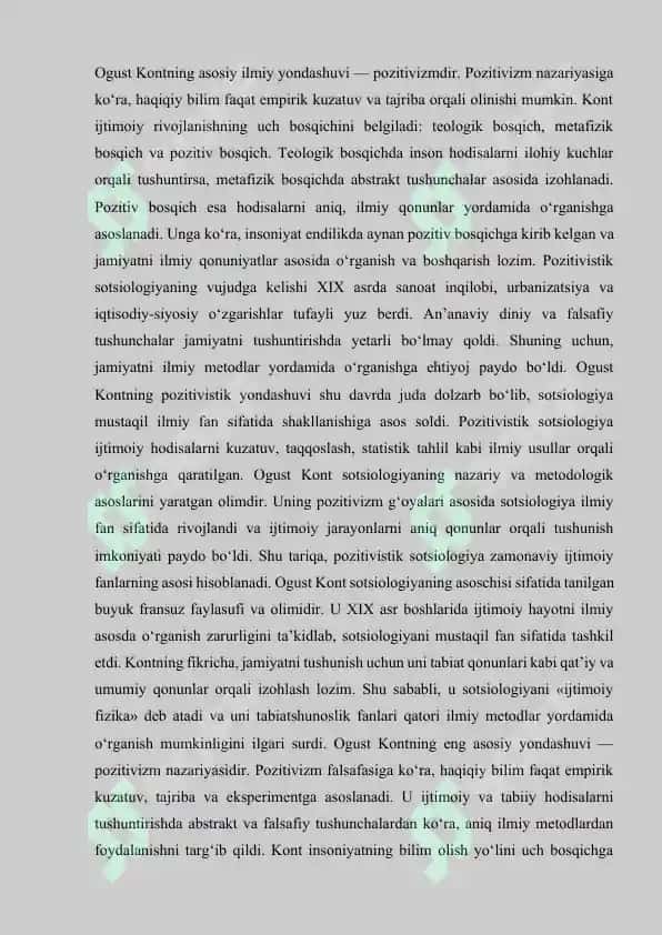 Ogust Kont va Pozitivistik sotsiologiyaning vujudga kelishi 4