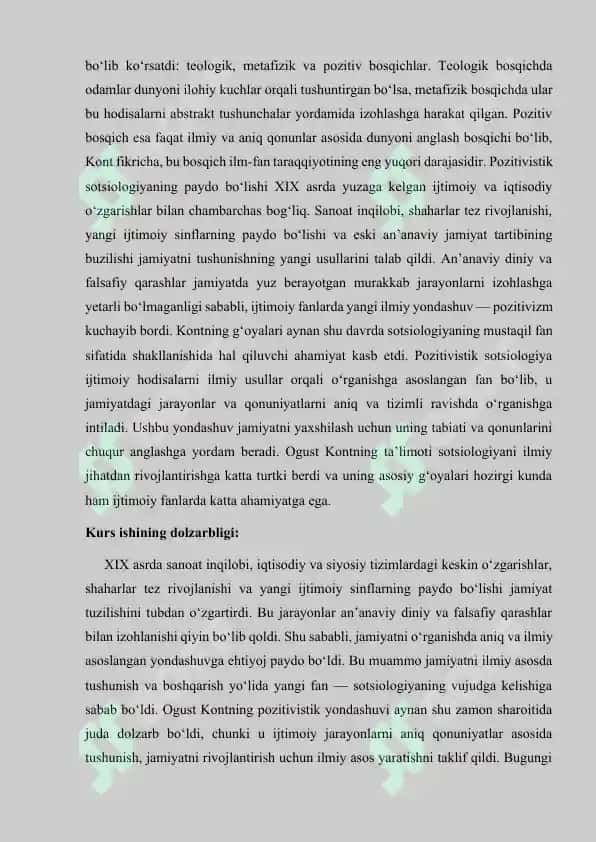 Ogust Kont va Pozitivistik sotsiologiyaning vujudga kelishi 5
