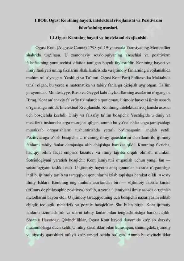 Ogust Kont va Pozitivistik sotsiologiyaning vujudga kelishi 8