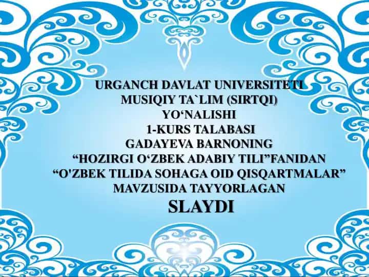 O'ZBEK TILIDA SOHAGA OID QISQARTMALAR 1
