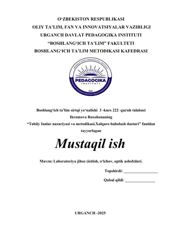 Laboratoriya jihoz (isitish, o‘lchov, optik asbob)lari.