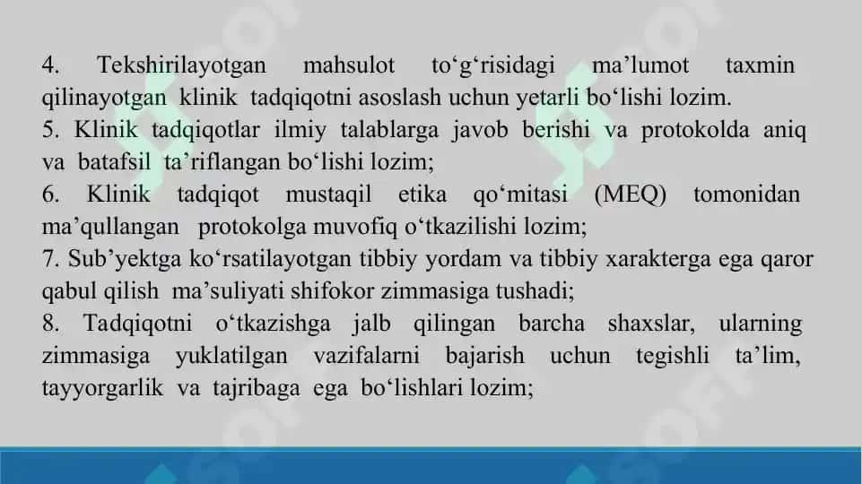 Klinik tadqiqotlar. Yaxshi klinika amaliyoti (GCP). Taqdimot 19 bet. 8