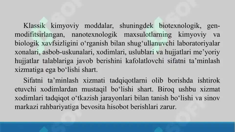 Sinov laboratoriyalarida sifatni ta’minlash. Taqdimot 16 bet. 6