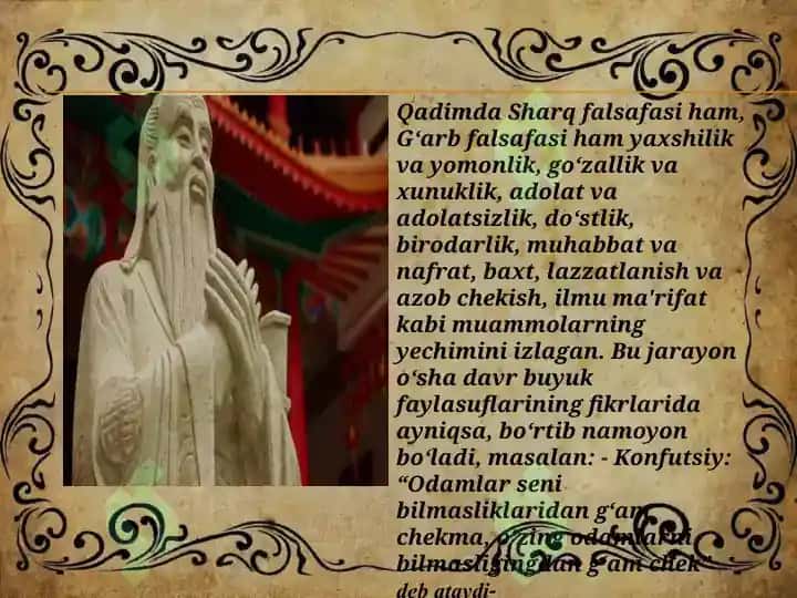 Falsafiy tafakkur taraqqiyotining bosqichlari g'arb falsafasi 4
