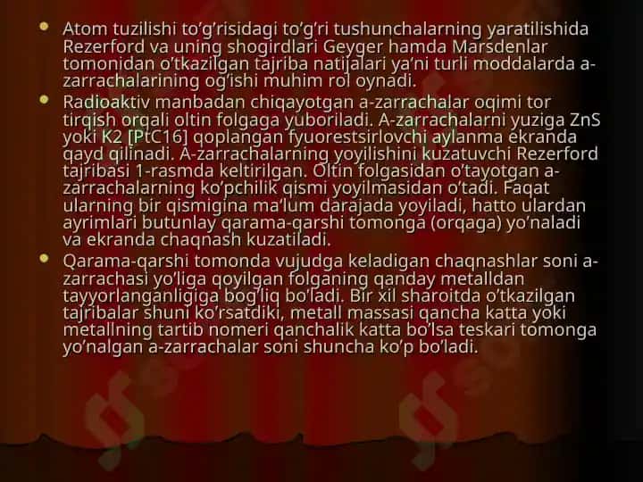 Atom tuzilishi. Bor nazariyasi. Atomdagi elektron holatlar. Kvant sonlar. s-, p-, d-,f-elektronlar 8