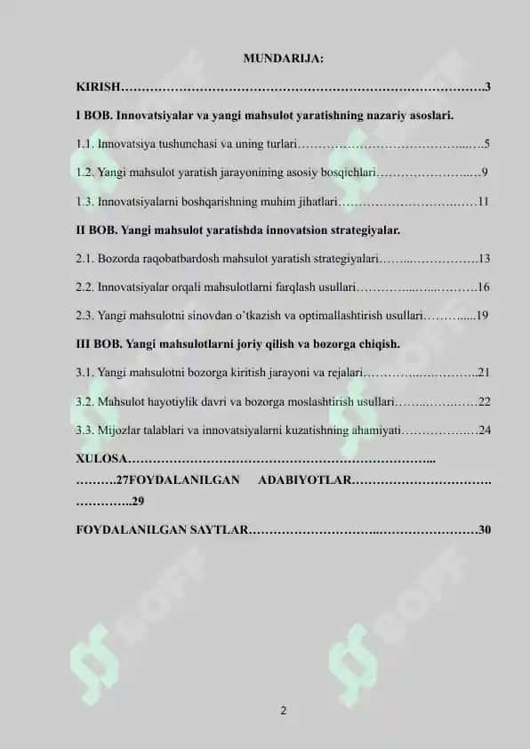 Yangi mahsulot yaratish va innovatsiyalar 2
