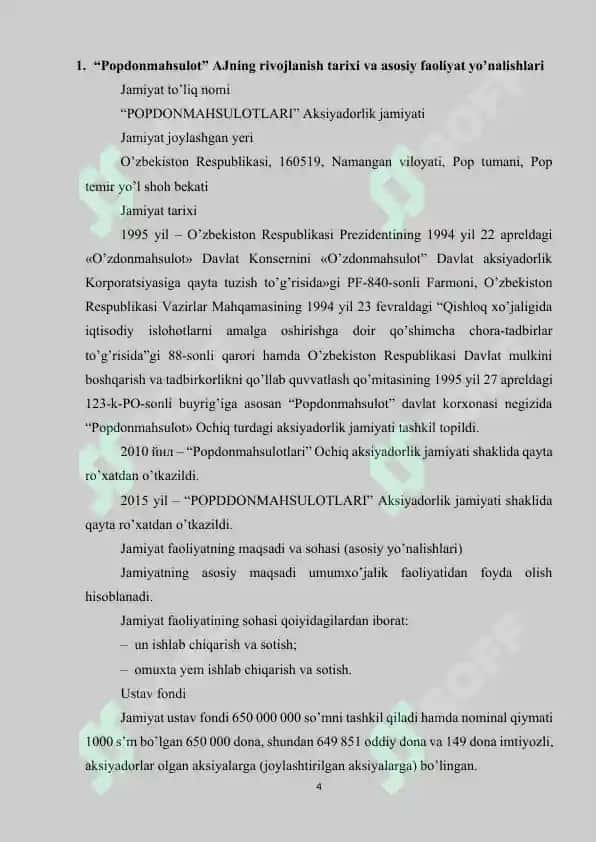 POPDONMAHSULOT AKSIYADORLIK JAMIYATI 4