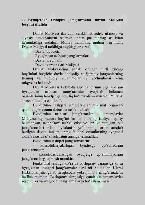 Davlatning byudjetdan tashqari jamg’armalari 2