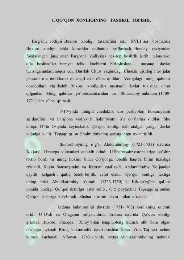 Qo'qon xonligini tashkil topishi 2