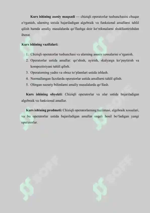 Operatorning normasi. Chiziqli operatorlar ustida amallar 4