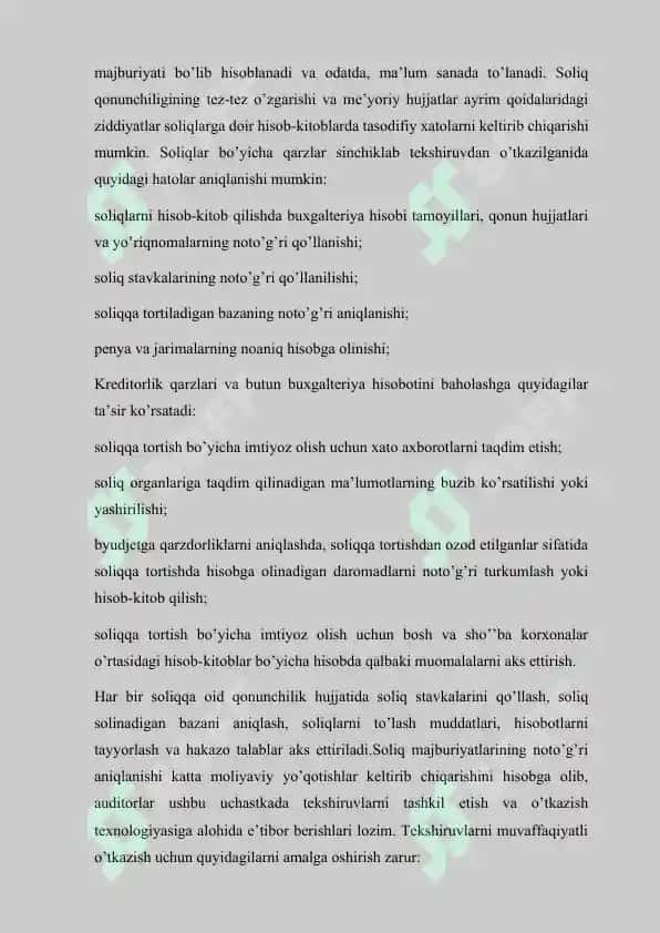 Bank kreditlari bo’yicha hisoblashishlar auditi 6