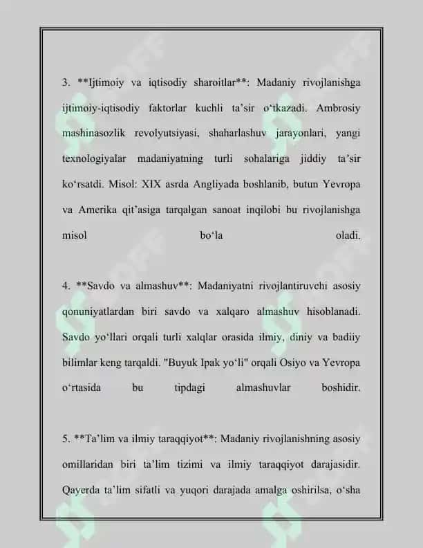 Madaniyat rivojlanishining asosiy qonuniyatlari 4
