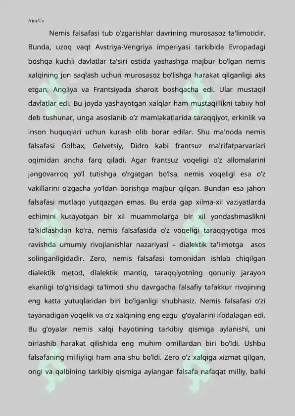 XVIII ASR OXIRI XIX ASR NЕMIS FALSAFASINING ASOSIY XUSUSIYaTLARI 7