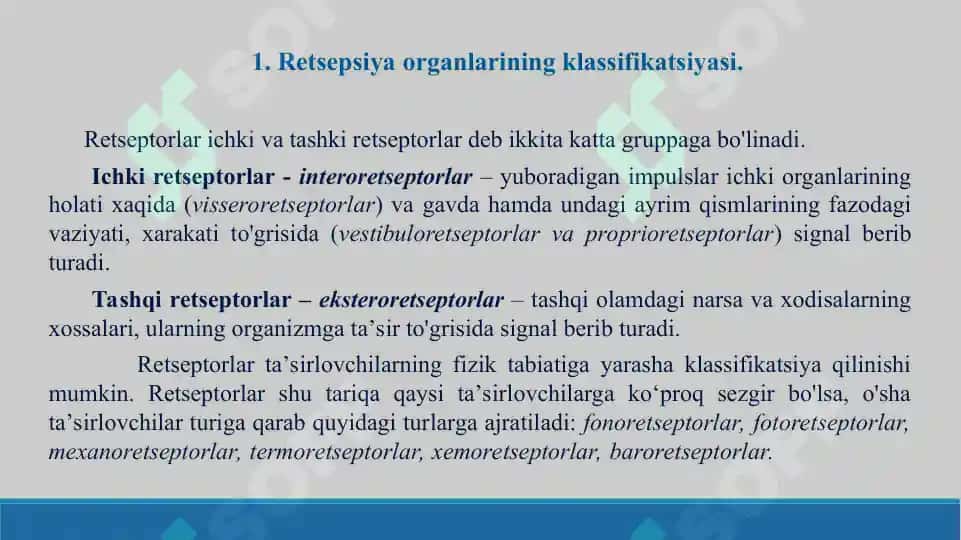 14. Og'riq retseptorlari. Visseroretseptorlar. Proprioretseptorlar. Taqdimot, 17 bet 3