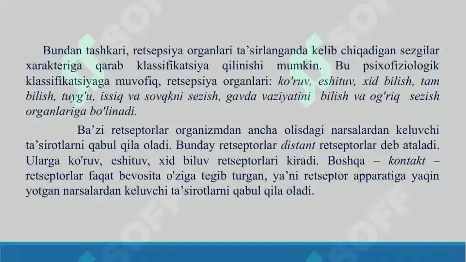 14. Og'riq retseptorlari. Visseroretseptorlar. Proprioretseptorlar. Taqdimot, 17 bet 6