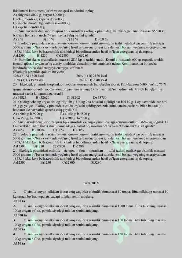 Biologiyadan test 5