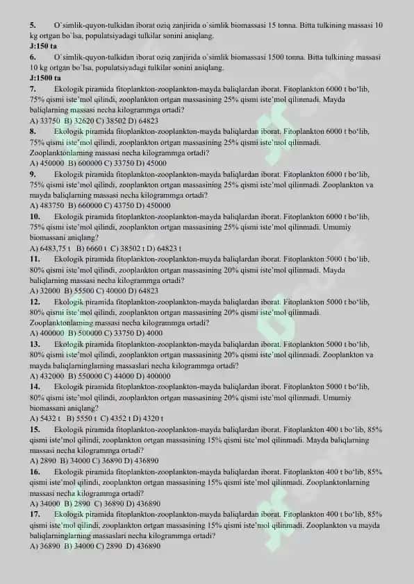 Biologiyadan test 6