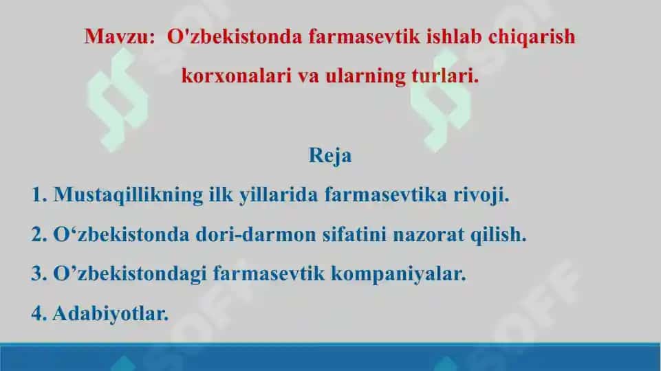 3. O'zbekistonda farmasevtik ishlab chiqarish korxonalari va ularning. Taqdimot 14 bet. 2
