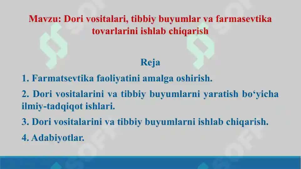 9. Dori vositalari, tibbiy buyumlar va farmasevtika tovarlarini ishlab chiqarish. Taqdimot 12 bet. 2