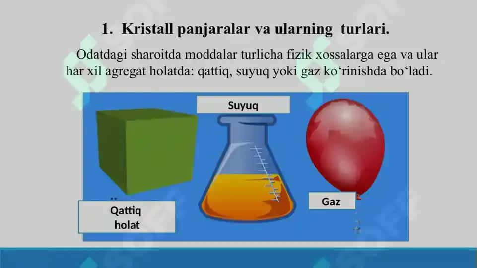 6. Kristall panjara turlari. Metallar va ion birikmalarining tuzilishi. Taqdimot 11 bet. 3