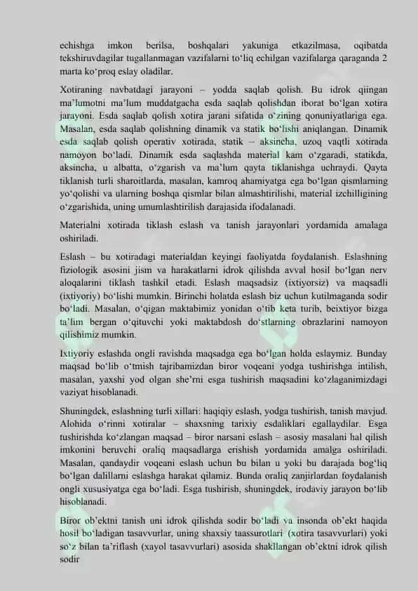 Xotira jarayonlari va turlari (8-mavzu maruza matni) 5