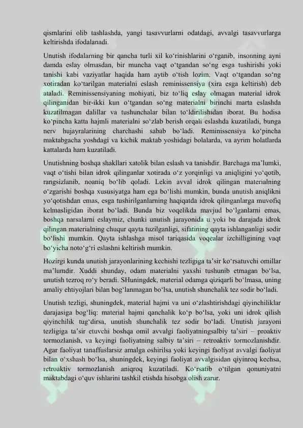 Xotira jarayonlari va turlari (8-mavzu maruza matni) 7