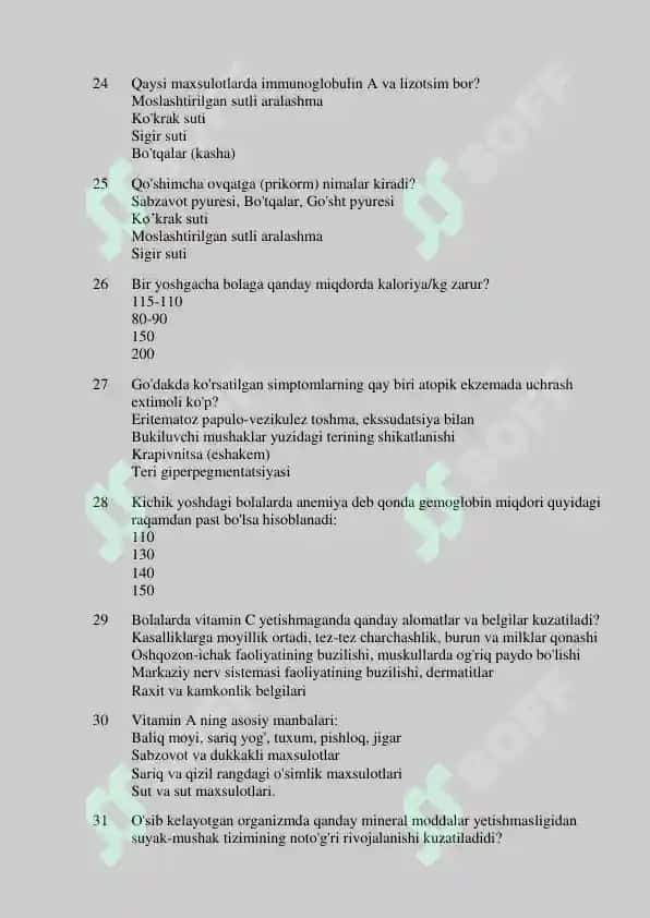 Pediatriya dan Argos testlari 4