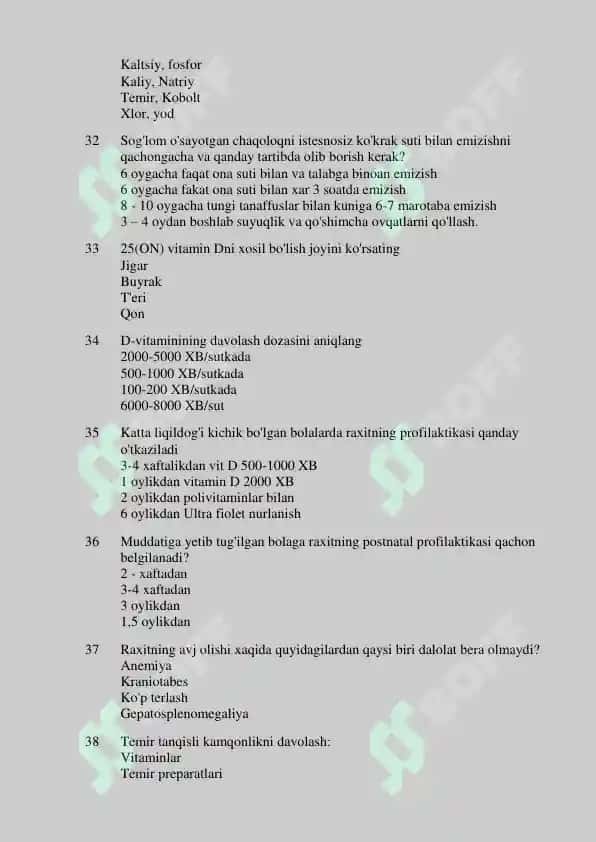 Pediatriya dan Argos testlari 5