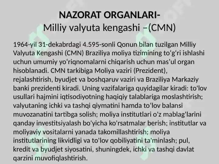 BRAZILIYA Moliya tizimi 7