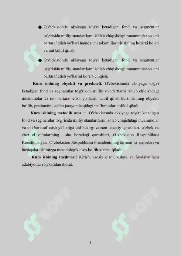 O'zbekistonda aksiyaga to'g'ri ketadigan fond va segmentlar to'g'risida milliy standartlarni ishlab chiqishdagi muammolar va uni bartaraf etish yo'llari 4
