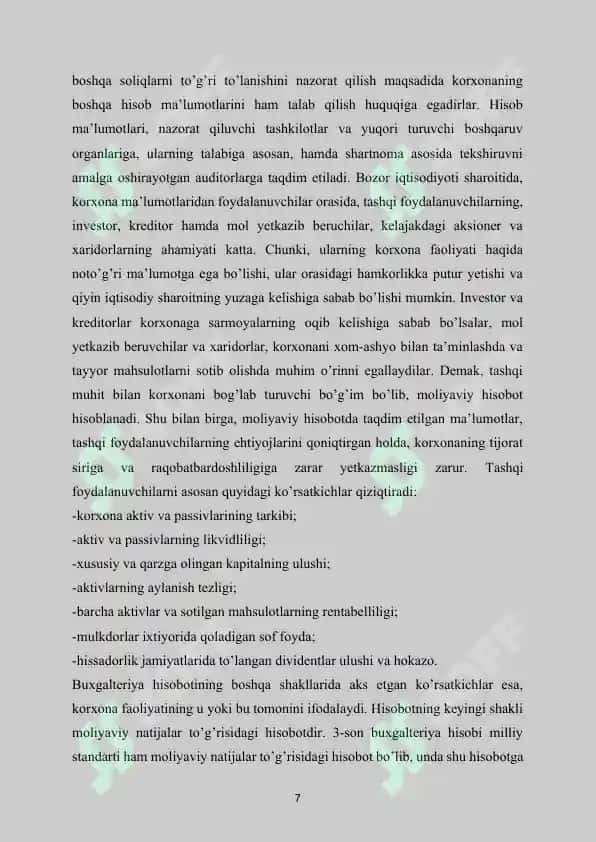 O'zbekistonda aksiyaga to'g'ri ketadigan fond va segmentlar to'g'risida milliy standartlarni ishlab chiqishdagi muammolar va uni bartaraf etish yo'llari 8