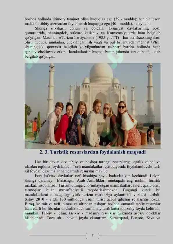 Davlat iqtisodiyotida turizmning tutgan o'rni 7