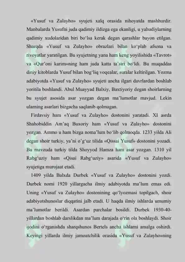 Durbekning uzbek adabiyotida tutgan o'rni 4