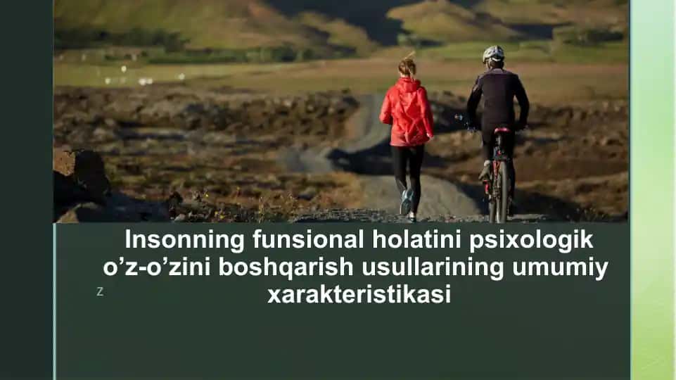 Insonning funsional holatini psixologik o’z-o’zini boshqarish usullarining umumiy xarakteristikasi 1