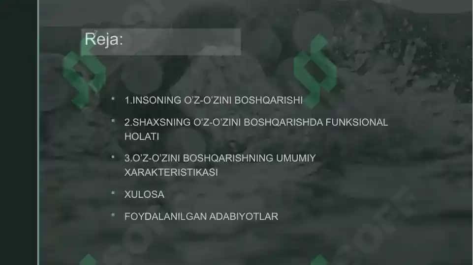 Insonning funsional holatini psixologik o’z-o’zini boshqarish usullarining umumiy xarakteristikasi 2