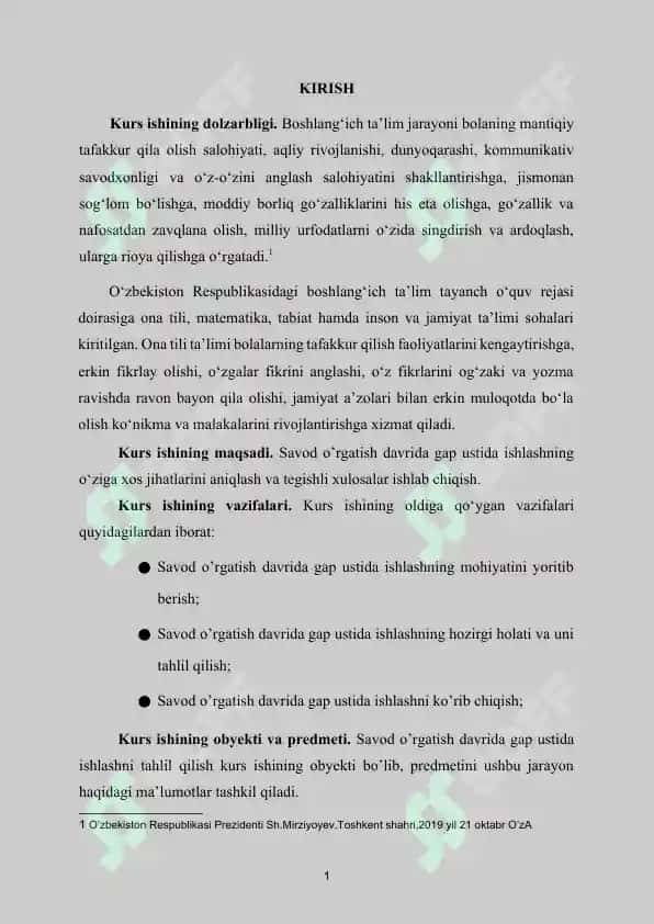 Savod o’rgatish davrida gap ustida ishlash 2