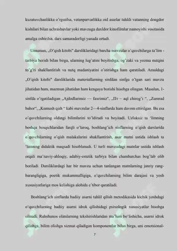 O’QISH DARSLARIDA HIKOYA O’TISH USLUBIYATI 7