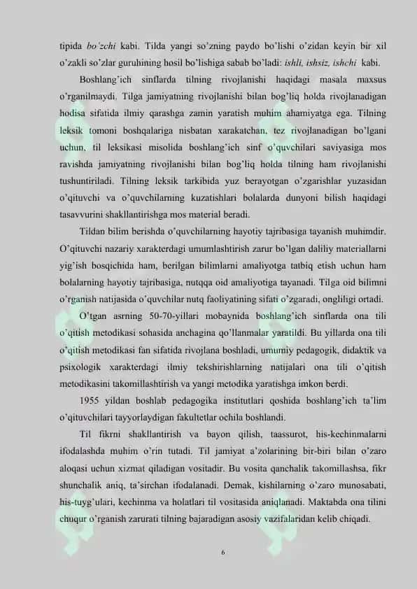 BOSHLANGʻICH SINFLARDA "SOʻZ TARKIBI" MAVZUSINI O’RGATISHDA SAMARALI USULLARDAN FOYDALANISH. 6