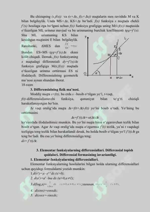 FUNKSIYA DIFFERENSIALI, UNING GEOMETRIK VA MA’NOLARI. FUNKSIYA DIFFERENTSIALINING  TAQRIBIY HISOBLASHLARDA DIFFERENSIALNING QO‘LLANILISHI 4