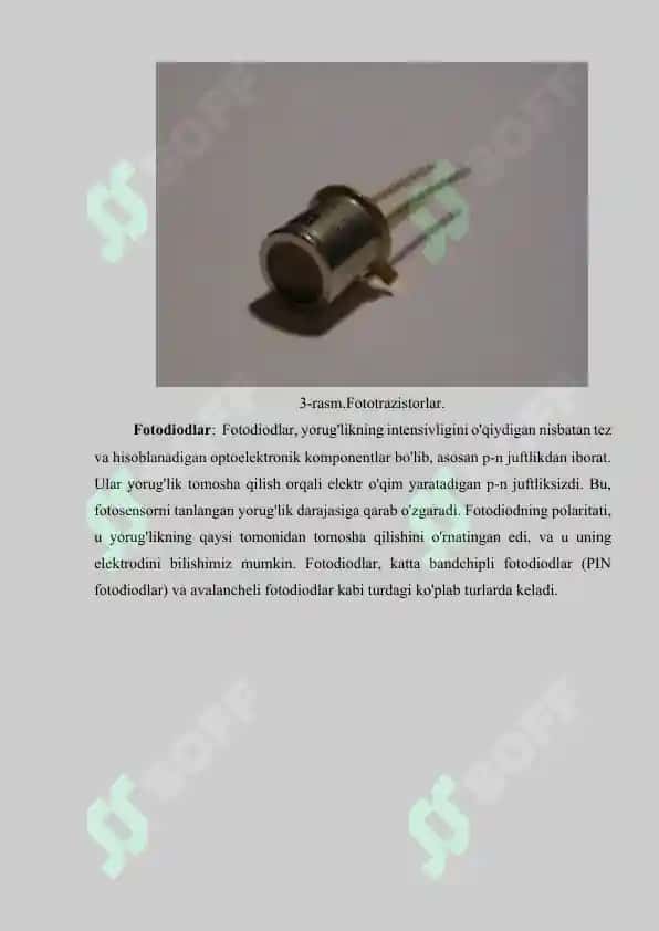 Robotexnikada fotodiodlar, fotorezistorlar va fototranzistorlarni qo‘llash 5