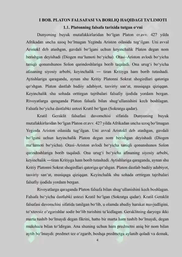 Platon “Dialoglar”ida mantiqqa oid g‘oyalar 4