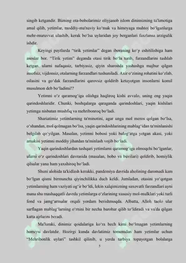 Sharq mutafakkirlari qarashlarida ota-ona qaromog‘isiz qolgan bolalar hamda yetimlik sotsial hodisa sifatida ilmiy o‘rganilishi 5