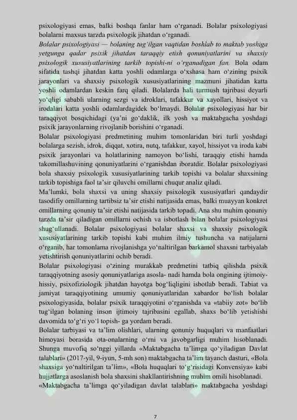 Psixologiya fanidan o‘quv qo‘llanma 7