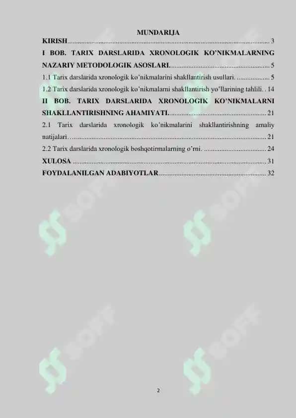 Tarix darslarida xronologik ko'nikmalarni shakllantirish usullari (kurs ishi) 2